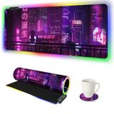 ARTSO Büyük RGB Oyun Mouse Pad Mor, 14 Aydınlatma Modlu Genişletilmiş Yumuşak Led Mouse Pad, Suya Dayanıklı Klavye Pedi, Kaymaz Kauçuk Tabanlı Bilgisayar Fare Altlıkları Mat 89,9 x 39,9 cm, Mor Neon