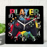 ArtSocket Game Gamer Çocuklar Ahşap Duvar Saati Sessiz Tik Takmaz, Renkli Oyun Padi Oyun Çocuk Kare Rustik Duvar Saatleri Ev Mutfak Oturma Odası Ofis için Dekor, Pille Çalışan (30 cm)