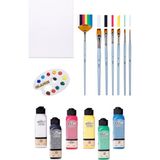 Arttone 25X35 Tuval Brons Yağlı Boya ve Akrilik Fırçası Sentetik 7"li Artdeco 140 ml 6 Renk Akrilik
