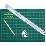 Arttone A4 Kesim Matı Çift Taraflı Kesim Altlığı Kretuar Bıçağı 5 Yedekli Çelik Cetvel 30 cm A4 Kesim Seti
