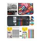 arttone A5 Eskiz Defter Cepli Renkli Desen Kalemlik 24 bölmeli + Kalem Kutusu Dereceli Ve Boya Kalem Seti