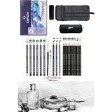 Arttone Canson Montval 18X25CM300GR 12 Cretacolor6'lı Aquarell Sulandırılabilir Fırçalı Rulo Kalemlik Seti