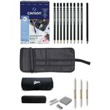 Arttone Canson Resim Defteri A5 200 G Lyra Dereceli Kalem Profesyonel Karakalem Bez Çantalı Set
