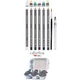 Arttone Cretacolor 6'lı Aquarell Sulandırılabilir Fırçalı Karakalem Eskiz Çizim Kalemi Seti