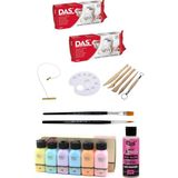 Arttone Das Beyaz Seramik Kili 2X500GR Artdeco Akrilik Boya 6X75 ml Pastel Renkler Başlangıç