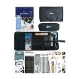 arttone Defter A5 200gr Cretacolor 6'lı Aquarell-Dereceli Cepli Siyah Kalemlik 24 bölmeli + Kalem Kutusu Set