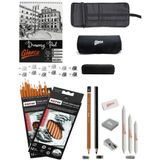 arttone Eskiz Defteri A5 120 gr 50 Yp Professional Dereceli Kalem Set 12 Li Rulo Bez Çantalı Eskiz
