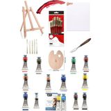 Arttone Masaüstü Ortaboy Şövale Art-X Artıva Serıes Oıl Color 37 ml 12"li Set 10LU Fırça Tuval Set