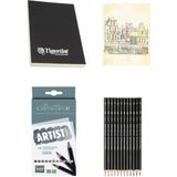 Arttone Tigertint Sketchbook Eskiz Defteri 100 gr A5 80 Yp Cretacolor Dereceli Kalem Eskiz Çizim Seti 12'li