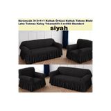 ARTUÇ Bürümcük Eteklı Koltuk Kanepe Örtüsü Takımı 3+3+1+1 Standart (siyah renk)