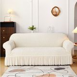 Artuç Bürümcük Koltuk,kanepe, Çekyat Örtüsü,lastikli,esnekli,etekli 3 Kişilik Koltuk Için - 180 x 230 cm - Krem