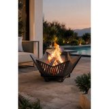 Artun Metal Fire Pit Hex,altıgen Tasarım Metal Ateş Çukuru,bahçe Şöminesi,dış Mekan Isıtıcı,dekoratif Çelik Ateş Kazanı,teras ve Villa Bahçe Dekoru - Siyah