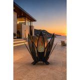 Artun Metal Flame Leaf Alev Form Metal Ateş Çukuru,3 mm Çelik Sac Montajlı Bahçe ve Teras Şöminesi - Siyah