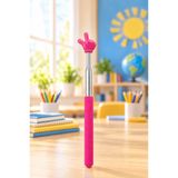 Artvibe Pembe 68 cm Teleskopik Öğretmen İşaret Çubuğu El Figürlü Sınıf Tahtası Sunum Eğitim Hakem Gösterge Çubuğu