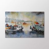 Arty Tablo Suluboya Tekneler Ve Istanbul Tablo Amz-Ozb059-X 90X60