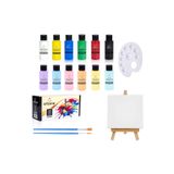 Artzone Masaüstü Akrilik Boya Seti 12 Renk + 2 Fırça + Palet + Şövale