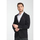 Arunte Erkek Siyah Keten Görünümlü Ince Dört Mevsim Giyilebilir Slim Fit Blazer Ceket - 6 Drop - 54
