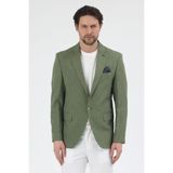 Arunte Erkek Yeşil Keten Görünümlü Ince Dört Mevsim Giyilebilir Slim Fit Blazer Ceket Yeşil 48