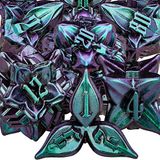 ARUOHHA Metal DND Zar Seti Zindanlar ve Ejderhalar Hediye Kutusu ile Zar, 7 ADET Yaprak Tasarımı D & D Zar Yol Bulucu için 6 Taraflı Çok Yüzlü Zar Warhammer RPG D ve D Zar Rol Yapma Zar D20 D12 D10 D8