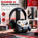 Aruva Craft Kulaklık ve Oyun Kolu Standı – Masaüstü Gaming Organizer - Siyah