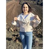 ARV Moda Içi Suni Kürklü Suni Süet Crop Biker Ceket - Bej - 2 Drop