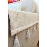 Arva Home Dekoratif Pamuklu Püsküllü Koltuk Kenarı Örtüsü 2'li - 65 x 55 cm - Bej