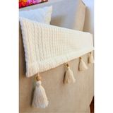 Arva Home Dekoratif Pamuklu Püsküllü Koltuk Kenarı Örtüsü 2'li - 65 x 55 cm - Ekru