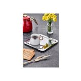 Arvale 1 Adet Lüx Kare Paslanmaz Çelik Gümüş Renk 21X21cm Kahve Servis Sunum Tepsisi&Tabağı