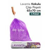 ARVALE 1 Paket Büyük Boy 65X70 Lavanta Kokulu Büzgülü Çöp Poşeti (10 Adet) Çöp Torbası 60 Litre