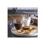 ARVALE 2 Adet Çift Cidarlı 250 ml Kulplu Cam Çay Kahve Süt Kupa Borosilikat Bardak