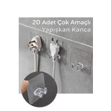 Arvale 20 Adet Yapışkanlı Çok Amaçlı Kanca | Kablo Tutucu