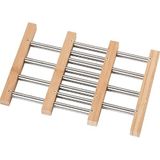 ARVALE Genişleyebilir Bambu Nihale, Paslanmaz Çelik Detaylı Katlanabilir Tencere Altlığı, 20x22-33x22 cm