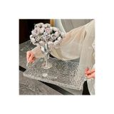 ARVALE Kırık Cam Desenli Şeffaf Tepsi Dekoratif Ayaklı Akrilik Model | Orta Boy - 30 X 20 Cm