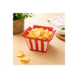 ARVALE Kırmızı Beyaz Çizgili Seramik Popcorn Kasesi - Patlamış Mısır & Cips Kasesi, Sinema Gecesi Sunumluğu