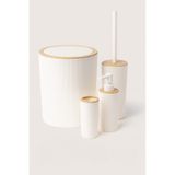 ARVALE Quardi Banyo Seti Modern Çizgili - 7 litre Kova 4 Parça Banyo Çöp Kovası Seti (Beyaz)