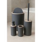 ARVALE Quardi Banyo Seti Modern Çizgili - 7 litre Kova 4 Parça Banyo Çöp Kovası Seti (Gri)