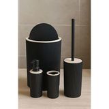 ARVALE Quardi Banyo Seti Modern Çizgili Siyah - 7 L Kova 4 Parça Banyo Çöp Kovası ve Aksesuar Seti