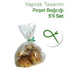 ARVALE Yaprak Tasarımlı Silikon Poşet Bağlayıcı Kablo Sabitleyeci – 5’li Set | 17 Cm Poşet Klipsi