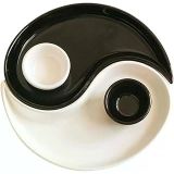 ARVALE Yin & Yang 2'li Özel Tasarım Sosluklu Kahvaltılık Tabağı Sosluk Çerezlik Kase Dekoratif Tabak 20 cm