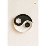ARVALE Ying & Yang 2 Li Özel Tasarım Sosluklu Kahvaltılık Tabağı Sosluk Çerezlik Kase Dekoratif Tabak 20 Cm