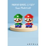 Arvela Mini Blok Oyuncak Figür Seti 2’li – Super Mario ve Luigi | Mikro Blok Koleksiyon Seti