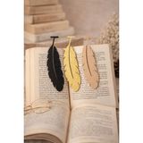 Arvella 3 Adet Minimal Kitap Ayracı - Leaf Siyah-Bej-Gold - Siyah - Bej - Altın