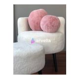 Arvella Home 2'li Toscana Peluş Top Yastık Pudra Top Kirlent (42x25) Gizli Fermuarlı