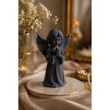 Arvella Studio Dekoratif Melek Biblo – 8 cm Minimal Şık Tasarım | Beyaz Modern Ev & Ofis Dekoru - Angel Baby Antrasit