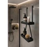 Arvella Studio Duşakabin Askılı Düzenleyici Raf – Delmeden Takılabilir 2 Katlı Banyo Şampuanlık Organizer - Nova Siyah