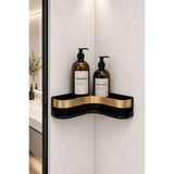 Arvella Studio Köşe Banyo Rafı | Delmeden Duş Şampuanlık Düzenleyici | Modern Şık Banyo Organizeri - Nest Gold - Altın