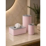 Arvella Studio Premium Banyo Seti 3’lü Organizer Takımı | Mendil Kutusu & Pamukluk Seti | Modern Dekoratif Banyo Aksesuarı - TRIA01 Pudra
