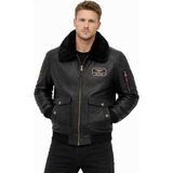 Arven Deri Hakiki Deri Erkek Pilot Mont – Kürk Yakalı - 000-Siyah - 2XL