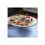 arvenlive 90x90 cm ceviz desenli yuvarlak kilitli ayaklı Yer Sofrası, Yer Masası, Yemek Masası