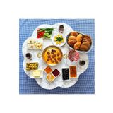 arvenlive Arven 80x80 Cm Beyaz Mermer Desenli Ahşap Katlanabilir Papatya Yer Sofrası , Yemek Masası